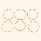Women’s 6-Piece Textured Bangle Set with Floral, Heart and Star Details