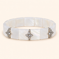 Women’s Mother-of-Pearl Bracelet with Sparkling Floral Details