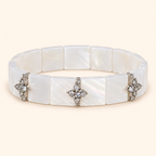 Women’s Mother-of-Pearl Bracelet with Sparkling Floral Details