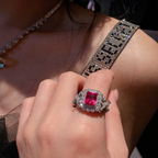 Women’s Romantic Cubic Zirconia Necklace, Earrings & Adjustable Ring Set with Bow Detail