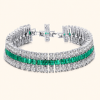 Emerald Green Triple-Row Cubic Zirconia Bracelet