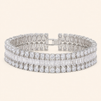 Emerald Green Triple-Row Cubic Zirconia Bracelet