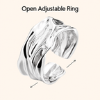 S925 Sterling Silver Sculptural Wave Open Ring