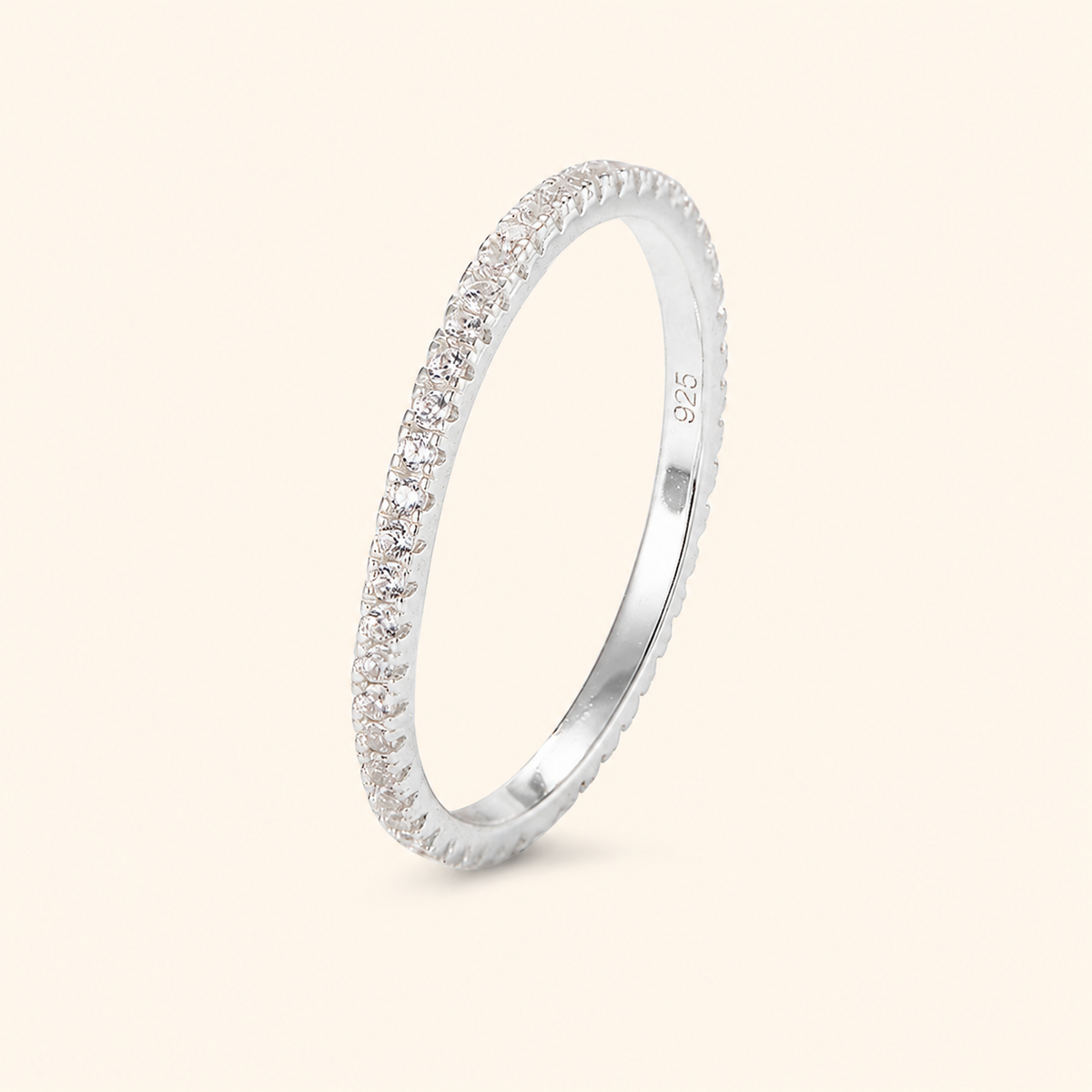 925 Sterling Silver Cubic Zirconia Five-Piece Stacking Ring Set
