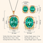 Women’s Luxury Paraiba Green Oval-Cut Cubic Zirconia Jewelry Collection with Bird’s Nest Halo Detail