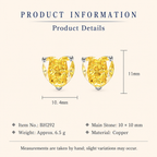 Women’s Yellow Heart-Cut High-Carbon Diamond Necklace, Earrings & Ring Jewelry Set