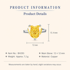 Women’s Yellow Heart-Cut High-Carbon Diamond Necklace, Earrings & Ring Jewelry Set