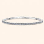 Women’s & Men’s S925 Sterling Silver Moissanite Tennis Stretch Bracelet – Gold & Silver