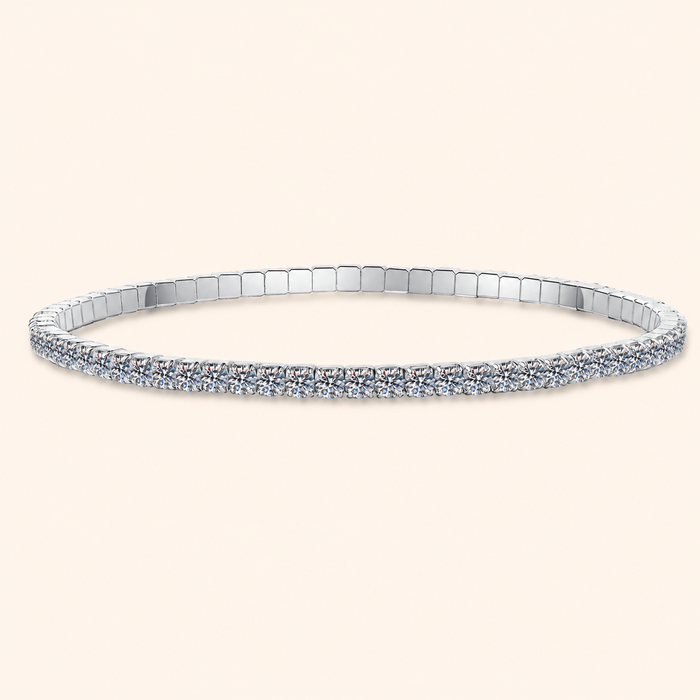 Women's & Men's S925 Sterling Silver Moissanite Tennis Stretch Bracelet – Gold & Silver