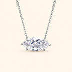 Women’s S925 Sterling Silver Marquise-Cut Moissanite Solitaire Necklace – 1CT / 2CT / 4CT