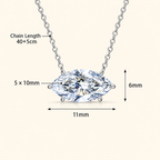 Women’s S925 Sterling Silver Marquise-Cut Moissanite Solitaire Necklace – 1CT / 2CT / 4CT