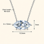 Women’s S925 Sterling Silver Marquise-Cut Moissanite Solitaire Necklace – 1CT / 2CT / 4CT