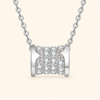 Women’s S925 Sterling Silver Pavé Moissanite Hourglass Pendant Necklace – 0.63CT