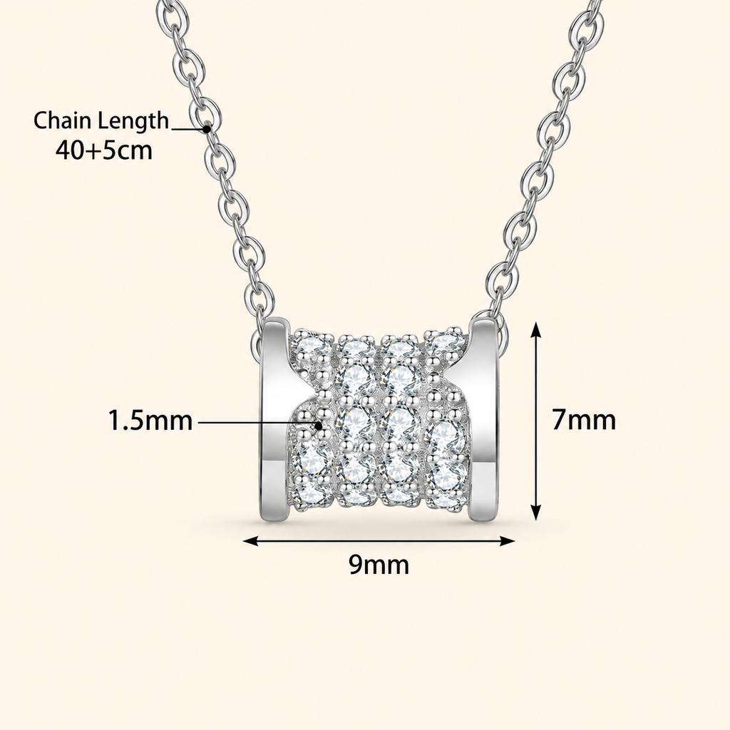 Women’s S925 Sterling Silver Pavé Moissanite Hourglass Pendant Necklace – 0.63CT