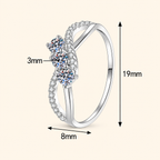 Women’s S925 Sterling Silver 0.30CT Moissanite Three-Stone Infinity Ring with Pavé Detail