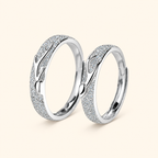 Couples’ S925 Sterling Silver Deer Antler Adjustable Matching Rings with Frosted Detail