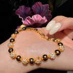 Gold-Tone Cubic Zirconia Bracelet – Beaded, Marquise Link & Purple Floral Compass Styles