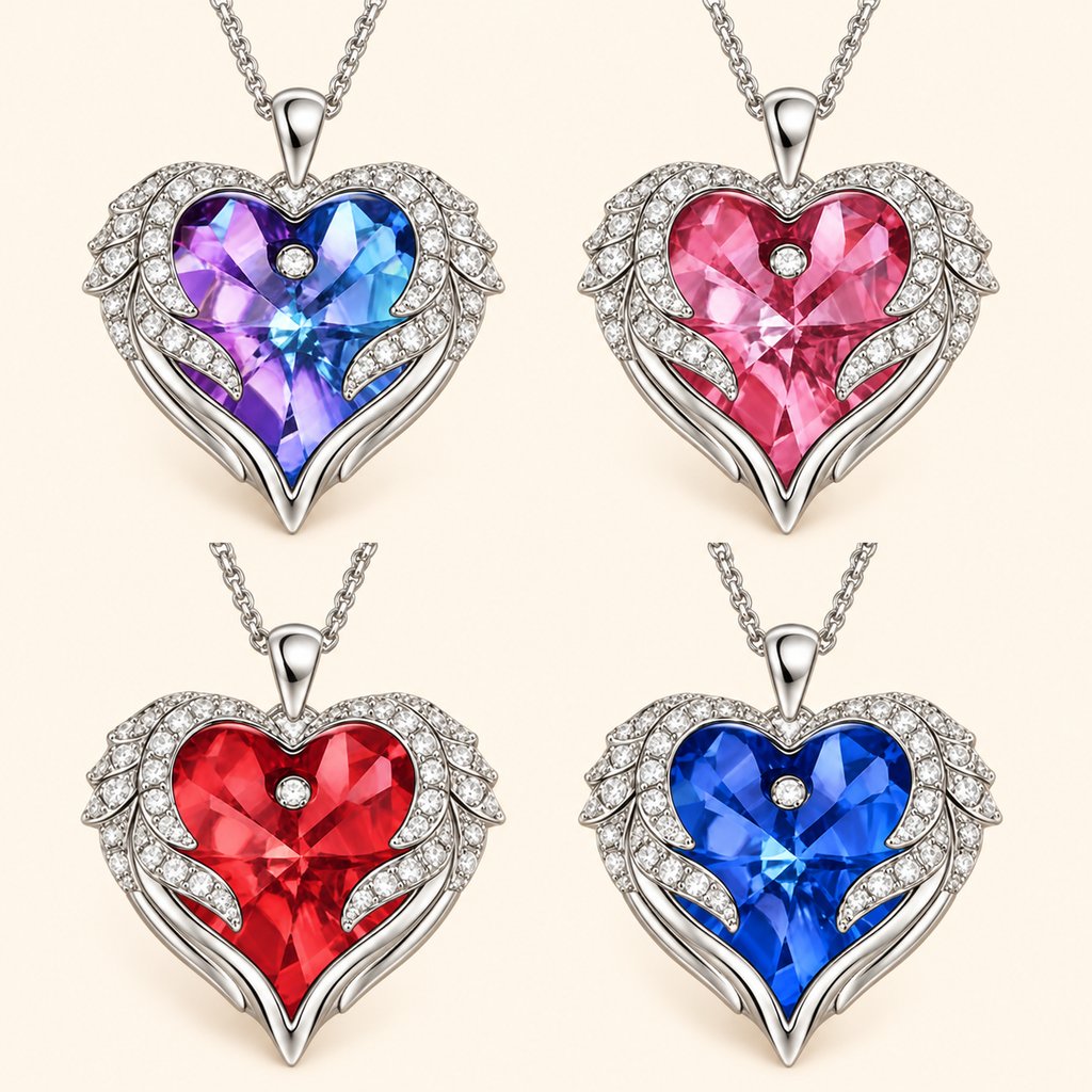 Women’s Elegant Heart Pendant Necklace with Sparkling Zirconia and Rose Gift Box