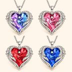 Women’s Elegant Heart Pendant Necklace with Sparkling Zirconia and Rose Gift Box