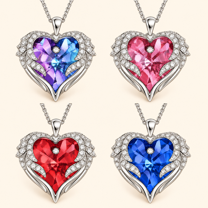 Women’s Elegant Heart Pendant Necklace with Sparkling Zirconia and Rose Gift Box