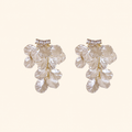 Women’s Ivory Acrylic Shell Petal Tassel Drop Earrings with Square Zirconia