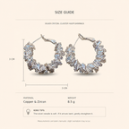 Women’s Silver Baguette Zircon Cluster Hoop Earrings
