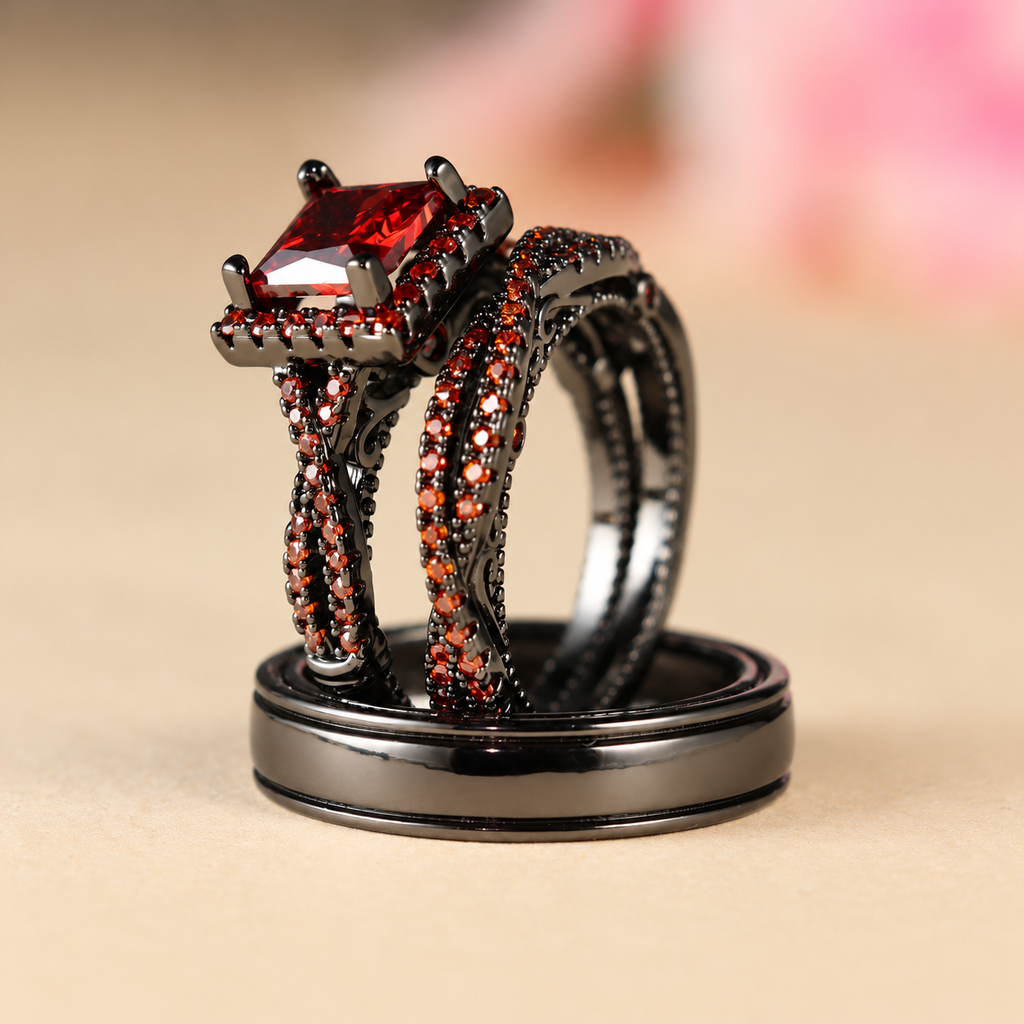 Women’s Elegant Three-Piece Geometric Ring Set with Sparkling Cubic Zirconia