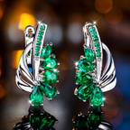 Women’s Elegant Floral Earrings with Teardrop Cubic Zirconia and Curved Metal Detail