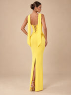 Women's Sophisticated Mint Green Strapless Beaded Corset Lace-Up Back Maxi Evening Dress