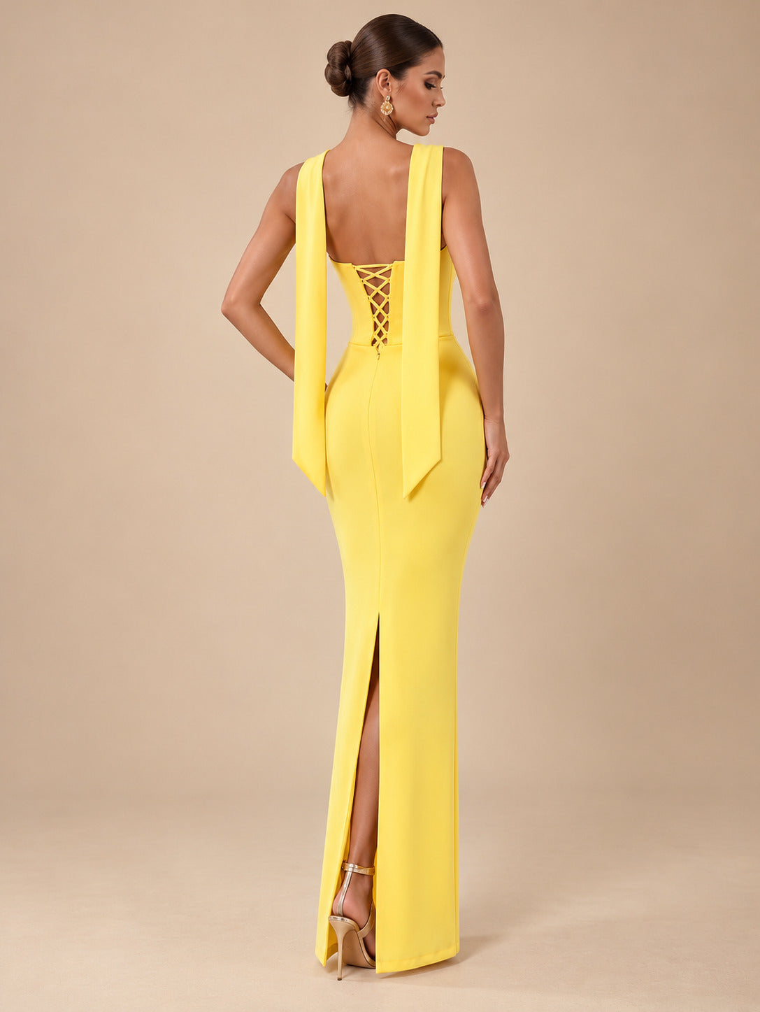 Women's Sophisticated Mint Green Strapless Beaded Corset Lace-Up Back Maxi Evening Dress