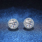 Women’s S925 Sterling Silver Round-Cut Moissanite Halo Stud Earrings – 0.1CT to 2CT