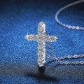 S925 Sterling Silver Round-Cut Moissanite Cross Pendant Necklace – 0.33CT / 0.66CT / 1.1CT