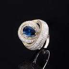 Women’s Elegant Pear-Shaped Cubic Zirconia Adjustable Ring with Layered Halo Detail