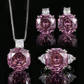 Women’s Dusty Rose Rose-Cut Cubic Zirconia Necklace, Earrings & Adjustable Ring Set