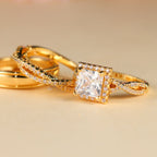 Women’s Elegant Three-Piece Geometric Ring Set with Sparkling Cubic Zirconia