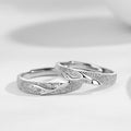 Couples’ S925 Sterling Silver Deer Antler Adjustable Matching Rings with Frosted Detail