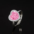 Women’s Romantic Heart-Cut High-Carbon Diamond Adjustable Ring with Pavé Halo – 9 Colors
