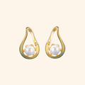 Gold-Tone Geometric Pearl Huggie Earrings