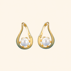 Gold-Tone Geometric Pearl Huggie Earrings