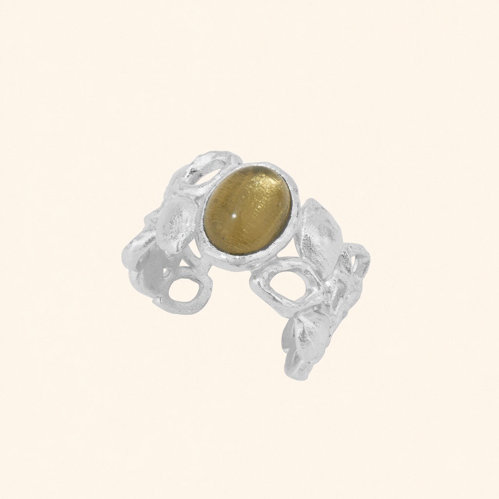 Sicilian Lemon Stone Statement Ring – Gold & Silver