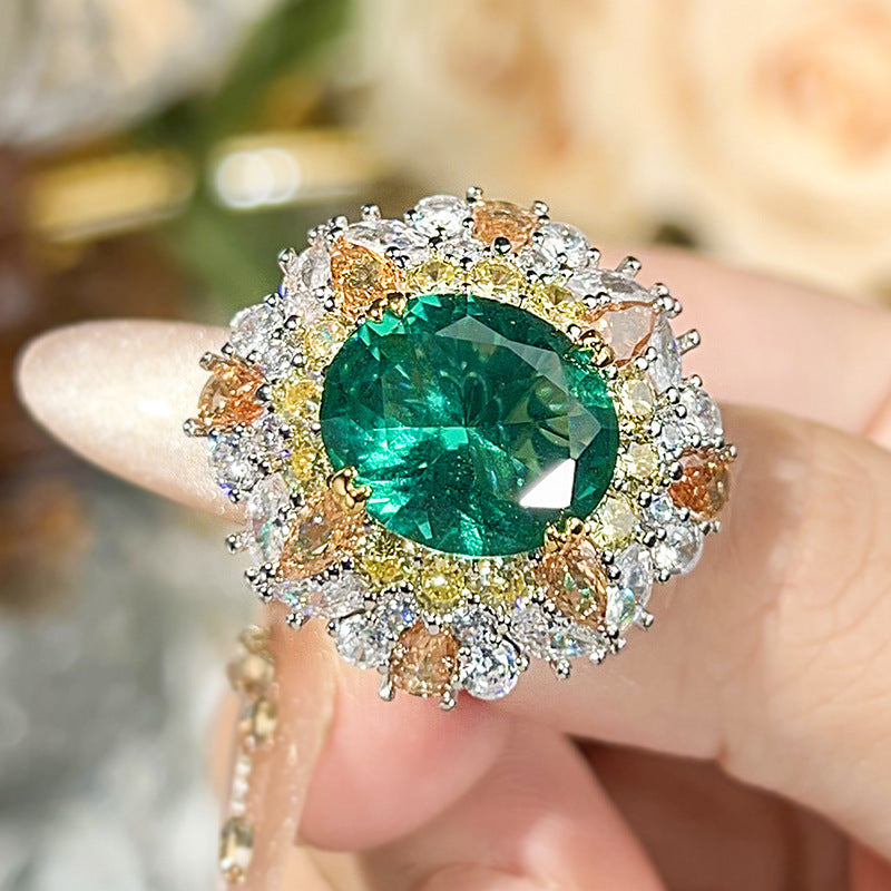 Women’s Candy Color Cubic Zirconia Adjustable Statement Ring with Pink, Red or Emerald Green Gemstone