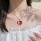 Women’s Elegant Heart Pendant Necklace with Sparkling Zirconia and Rose Gift Box