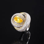 Women’s Elegant Pear-Shaped Cubic Zirconia Adjustable Ring with Layered Halo Detail