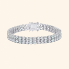 Double Row Cubic Zirconia Tennis Bracelet – Gold & Silver