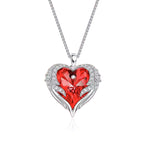 Women’s Elegant Heart Pendant Necklace with Sparkling Zirconia and Rose Gift Box