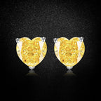 Women’s Yellow Heart-Cut High-Carbon Diamond Necklace, Earrings & Ring Jewelry Set