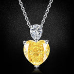 Women’s Yellow Heart-Cut High-Carbon Diamond Necklace, Earrings & Ring Jewelry Set