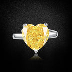 Women’s Yellow Heart-Cut High-Carbon Diamond Necklace, Earrings & Ring Jewelry Set