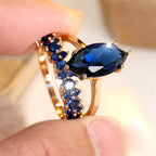 Women’s Marquise Cubic Zirconia Two-Piece Ring Set with Sparkling Stacking Band
