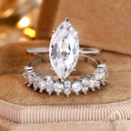 Women’s Marquise Cubic Zirconia Two-Piece Ring Set with Sparkling Stacking Band